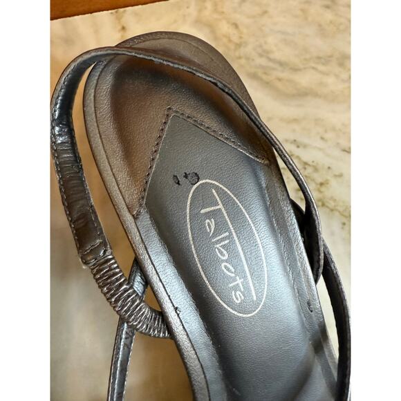 Talbots Leather Strappy Kitten Heeled Sandals Pewter - Picture 6 of 6